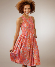 Last One Size M - Lost River Clothing Sleeveless Rayon Sundress  - Coral Batik Print