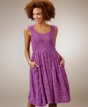 Lost River Clothing Company Sweetheart Neckline Rayon Batik Print Sundress  - Grape