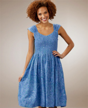 Lost River Clothing Company Sweetheart Neckline Rayon Batik Print Sundress  - Blue