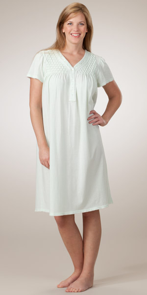 Plus Miss Elaine Silkyknit Cotton-Rich Short Nightgown - Mint