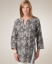 Semi-Sheer 100% Cotton Tunic for Women - Tahiti