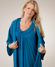 Natori Nightgown and Robe Set in Teal