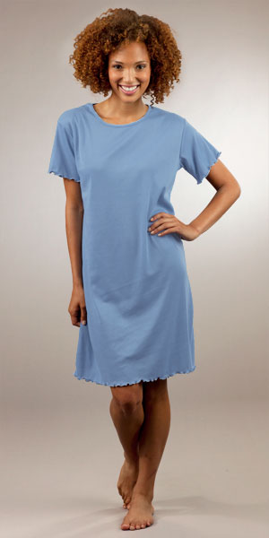 ComfySleep Wildbleu Wicking Sleepwear Hot Flash Nightgown in Twilight Blue
