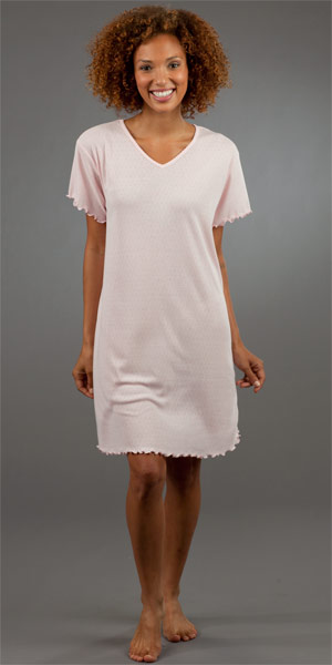 ComfySleep Wildbleu Moisture-Wicking Nightgown in Peony Pointelle