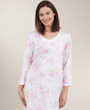 Sale Carole Hochman 3/4 Sleeve Cotton Knit Night Gown in Sugar Roses