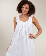 Sleeveless Cotton Lawn Ballet Length Eileen West Gown - White Charms