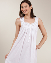 Eileen West Sleeveless White Cotton Night Gown Ballet with Pink Dots