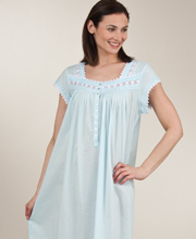 Sale Eileen West Cotton Lawn Cap Sleeve Ballet Gown - Fiji Aqua Sea