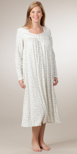 Clearance Size L & XL- Majesty Print Eileen West Long Sleeve Long Gown