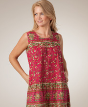 Plus Size Dress 1X to 4X ''Easy Fit'' by La Cera 100% Cotton Sleeveless - Cherry Paisley Print