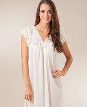 Shadowline Silhouette Flutter Sleeves Long Night Gown in Ivory