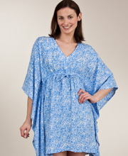 Treasures of Bali Empire Waist Tunic-Style Swim Cover up - Blue Opal