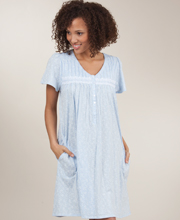 Plus Sized Aria Cotton-Rich Short Nightgown - Blooming Jacquard