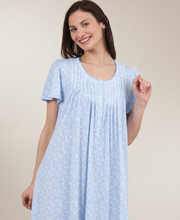 Size L Only - Aria Cotton-Rich Short Sleeve Ballet Dockside Blue Gown
