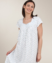 Petal Soft Pima Cotton Eileen West Cap Sleeve Long Indigo Dreams Gown 