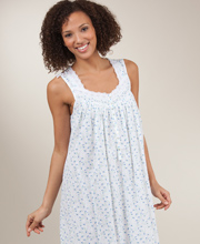 Eileen West Gown Sleeveless Mid-Length Cotton Lawn - Santorini Garden