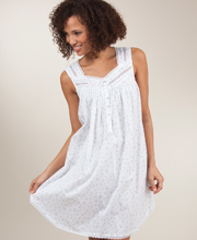 Sleeveless Eileen West Cotton Lawn Short Night Gown in Precious Peri