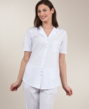 Eileen West Petal Soft Pima Cotton Short Sleeve Pajamas - Lilac Floral Stripe