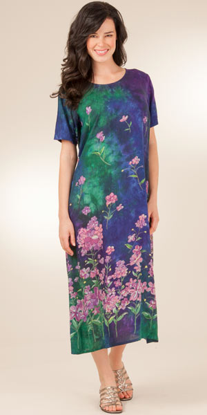 Plus Size La Cera Casual Dress - Short Sleeve Long Dress in Enchanted Evening