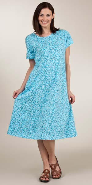 La Cera Dress Cotton Knit Green Floral