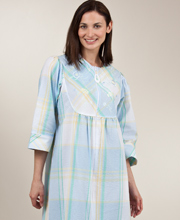 Miss Elaine Seersucker Zip Caftan - Spring Plaid