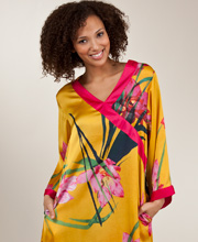 Natori ''N'' Satin Charmeuse Caftan - Akina Print