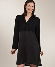 Natori "N" Taki Soft Jersey Sleepshirt - Long Sleeve Black Nightshirt