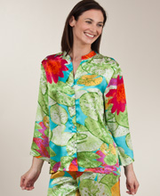 Natori ''N'' Hammered Satin Charmeuse Pajamas - Water Lilies