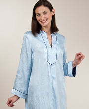 Oscar de la Renta Satin Charmeuse Zip Caftan - Majestic Sky Blue