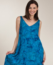Sleeveless Tea-Length Swing Dress by Treasures of Bali - Island Foliage Print