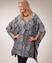 Hand Stamped Treasures of Bali Empire Waist Tunic - Batik Zebra Print
