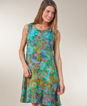 Sleeveless Short A-Line Dress by Bali Batiks - Rio Print