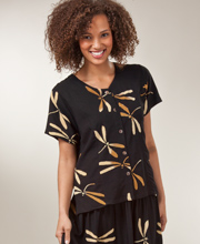 Bali Batiks Short Sleeve Jacket - Dragonfly Dreams