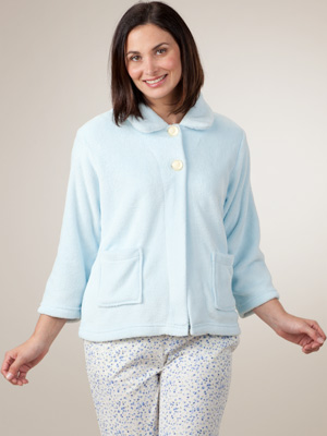 Cloud Fleece Plus Sized Bed Jacket - Soft Blue