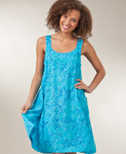 Plus Sleeveless Batik Short Dress by Eagle Ray Traders with Tie-back in Waterfall