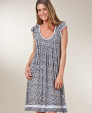 Plus Ellen Tracy Cap Sleeve Sleepshirt - Short Length Nightgown in Pacific Floral