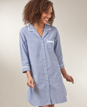 Eileen West Seersucker Boyfriend Nightshirt in Daisy Lace Check
