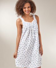 Eileen West Sleeveless Short Cotton Chemise Gown - Daisy Lace Seashell