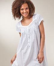 Cap Sleeve Mid-Length Eileen West Cotton Lawn Gown - Daisy Lace Ditsy 