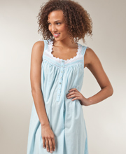 Plus Eileen West Sleeveless Ballet Cotton Nightgown - Aquamarine