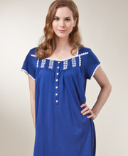 Eileen West Short Sleeve Cotton Modal Ballet Gown in Lapis Lazuli