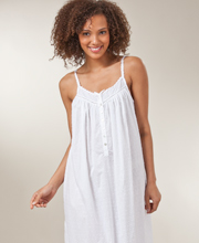 Swiss Dot Eileen West Sleeveless Woven Cotton Ballet White Night Gown