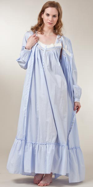 Sale Eileen West Cotton Lawn Ballet Nightgown and Robe Peignoir Set - Sweet Pea Solid Lilac