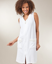 Kay Anna Terry Short Beach Cover up/Zip Robe - Pearl White