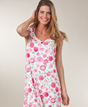 Cotton-Rich Ballet Night Gown in Peppermint Posy by Karen Neuburger