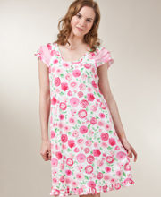 Karen Neuburger Cotton-Rich Nightgown - Short Peppermint Posy Gown