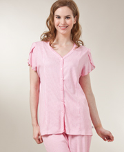 Karen Neuburger Cotton-Rich Pedal Pusher Shorts Pajamas - Peppermint Stripe