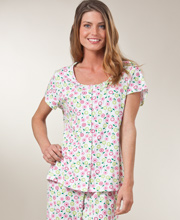 Karen Neuburger Cotton-Rich Bermuda Shorts Pajamas - Candy Apple Floral
