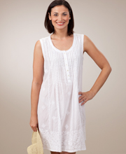 La Cera Embroidered Beach Coverup Sleeveless Semi-Sheer in White