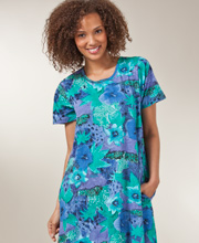 La Cera Cotton Knit A-Line Dress - Blueberry Plum